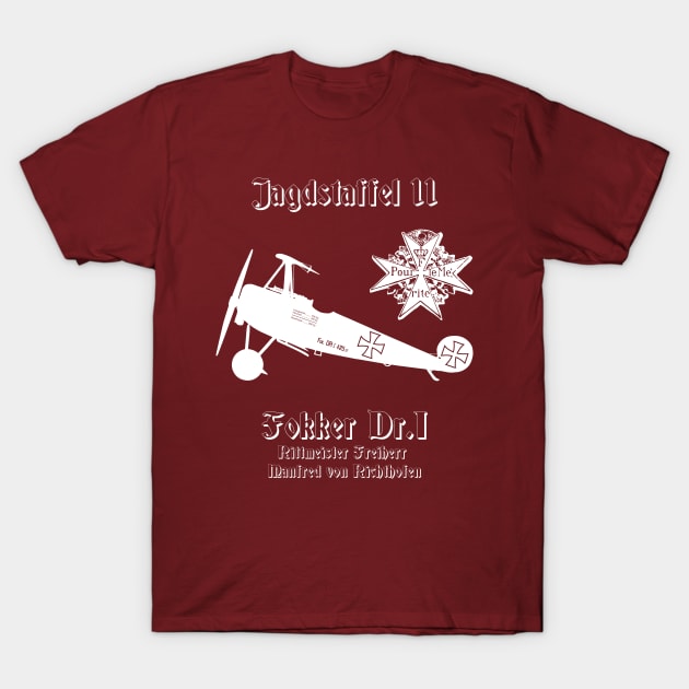 Jasta 11 Fokker DR.I German Triplane Dreidecker Richthofen Jagdstaffel Shirt T-Shirt by stearman